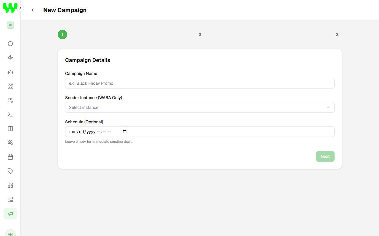 First step of campaign creation